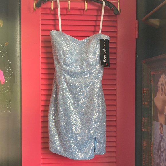 nwt ava presley size 8 couture gown feather sleeves , sequins , optional straps - Picture 8 of 17